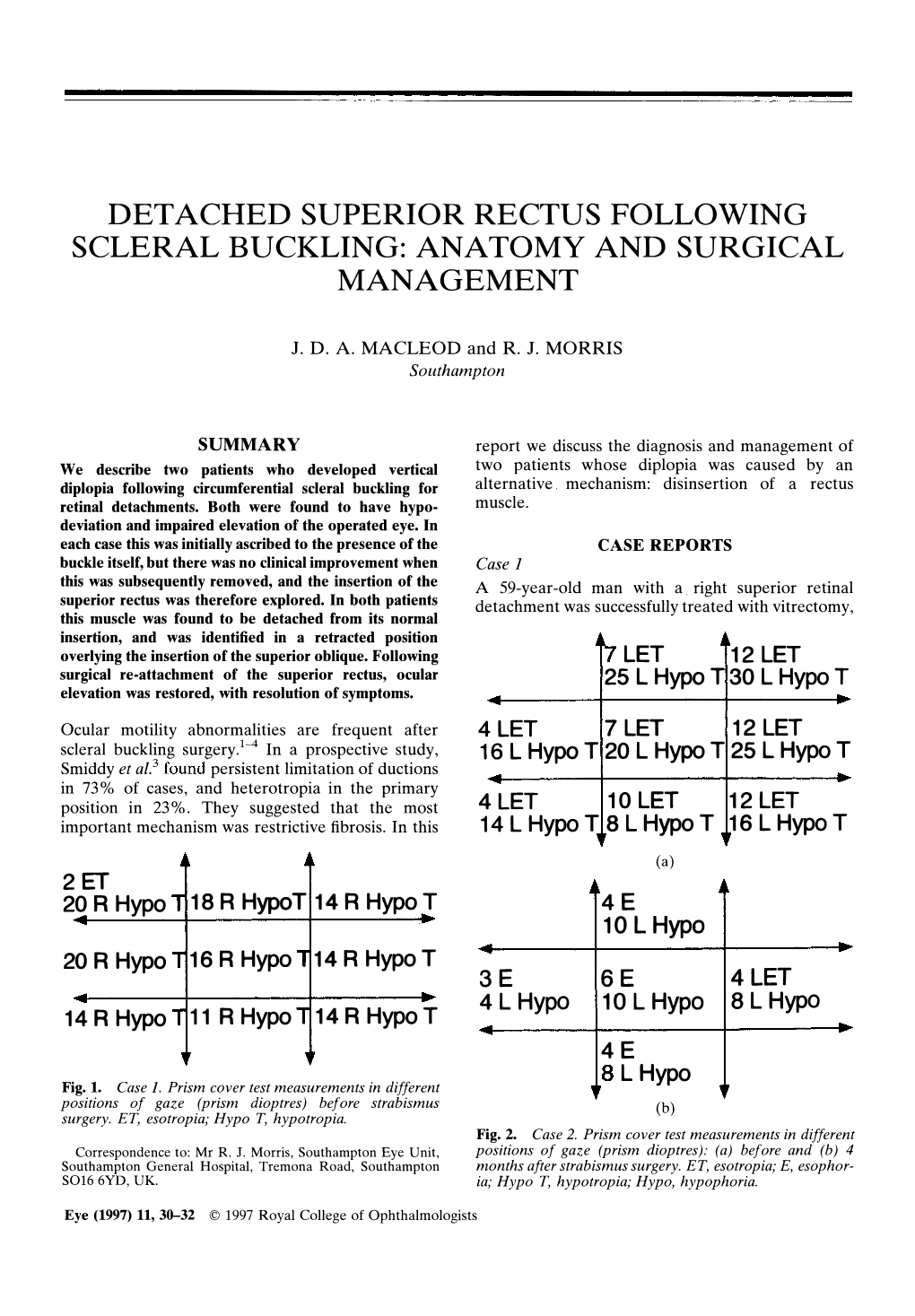 Detached Superior Rectus Following Scleral Buckling: Anatomy and Surgical Management
