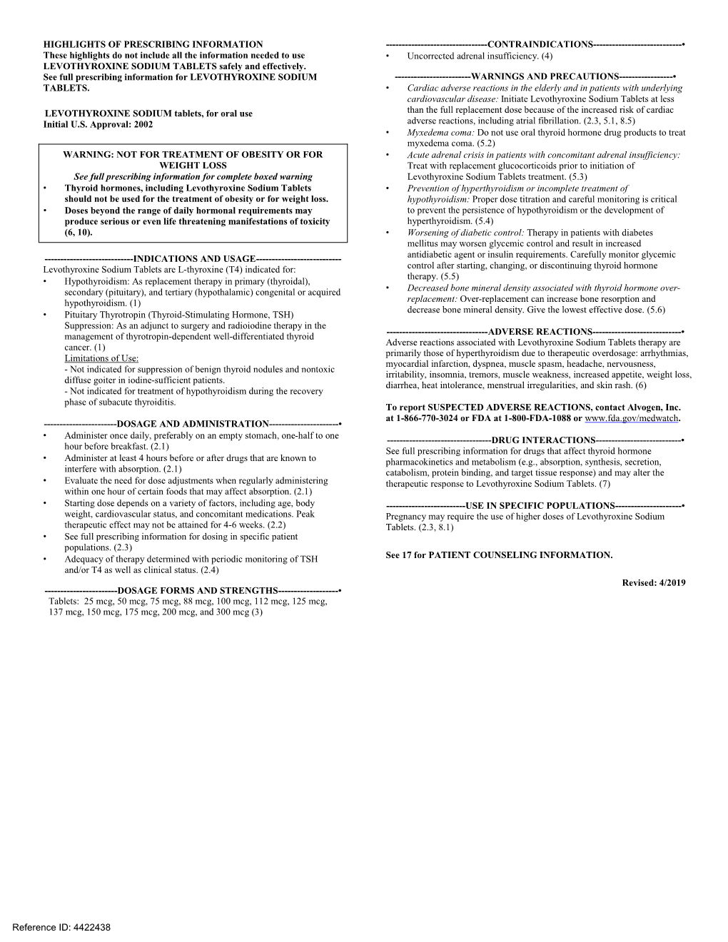 (Levothyroxine Sodium) Label