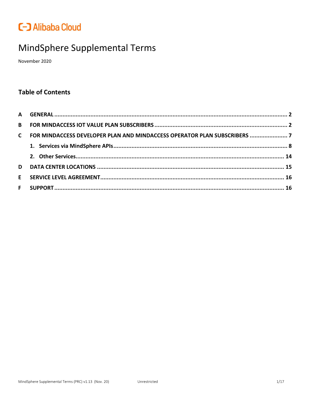Mindsphere Supplemental Terms
