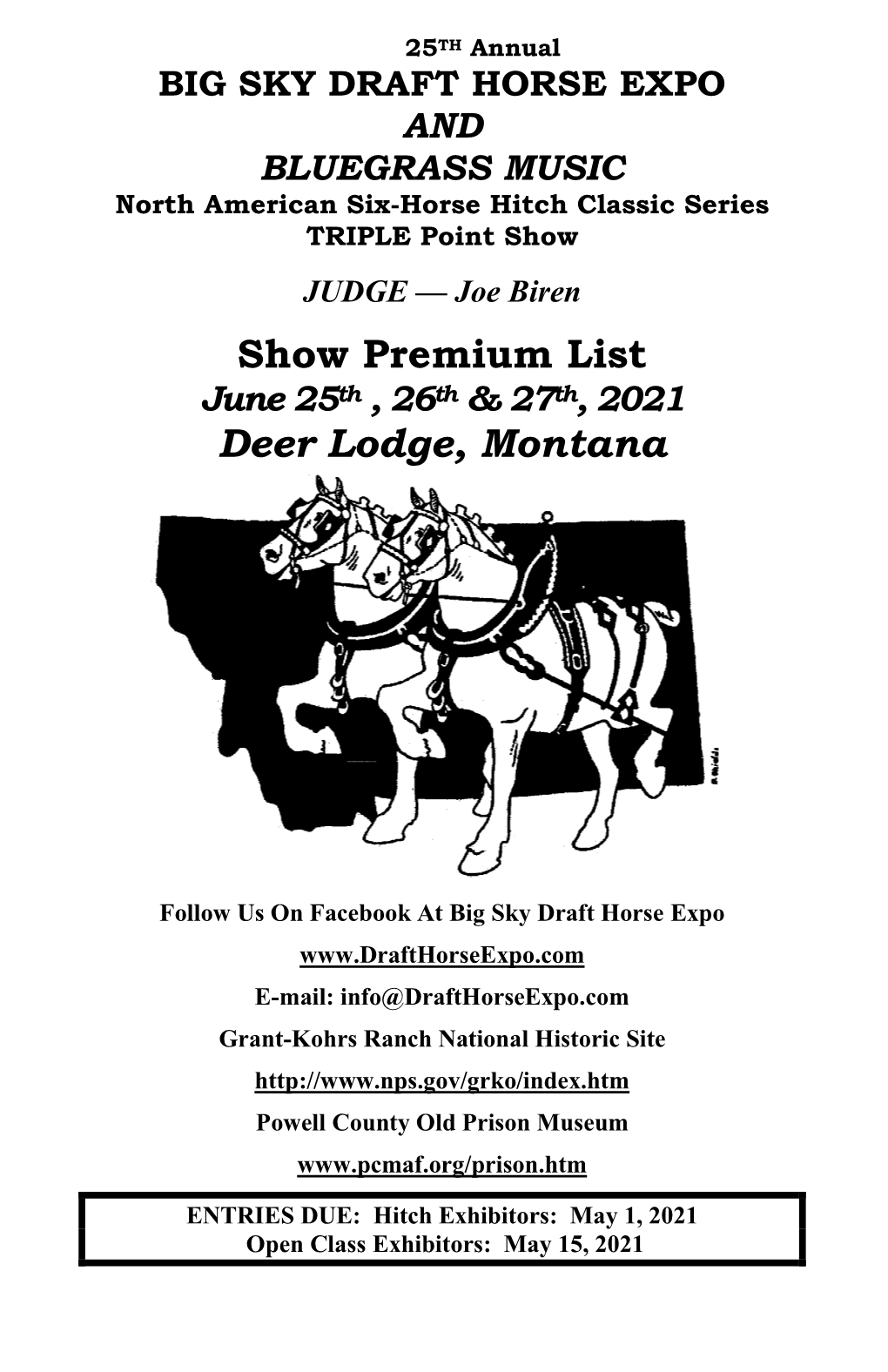 Show Premium List Deer Lodge, Montana