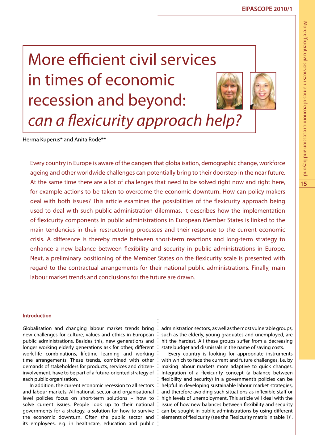 More Efficient Civil Services in Times of Economic Recession and Beyond: Can a Flexicurity Approach Help?