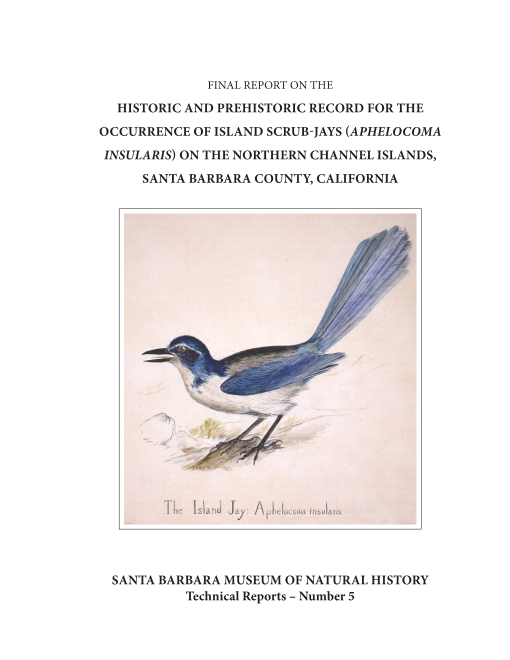 Historic and Prehistoric Record for the Occurrence of Island Scrub-Jays (Aphelocoma Insularis) on the Northern Channel Islands, Santa Barbara County, California