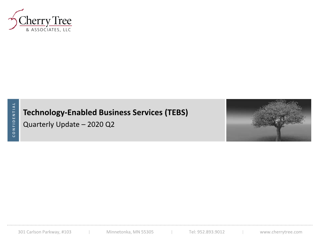 Technology-Enabled Business Services (TEBS) Quarterly Update – 2020 Q2 C O N F I D E N T I a L