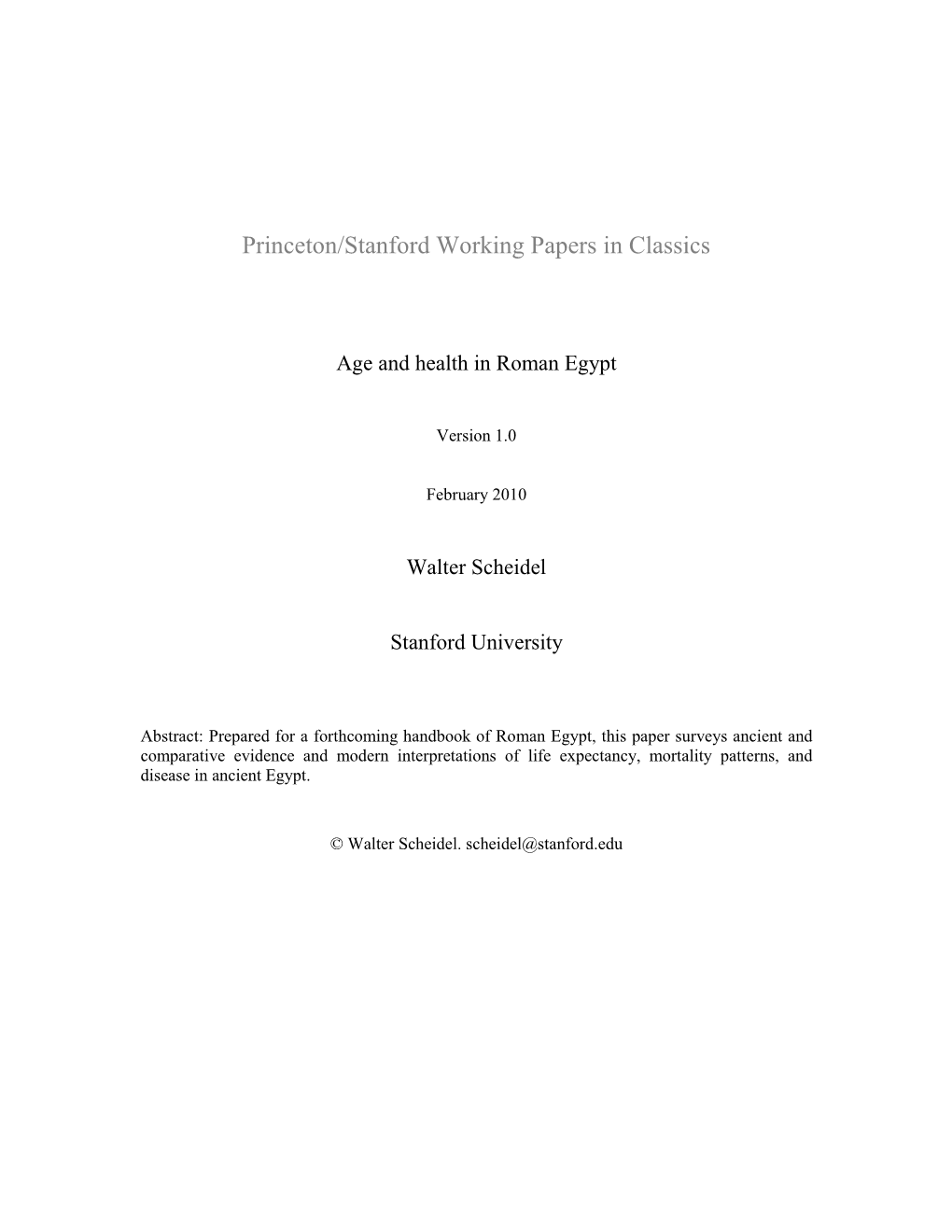 Princeton/Stanford Working Papers in Classics