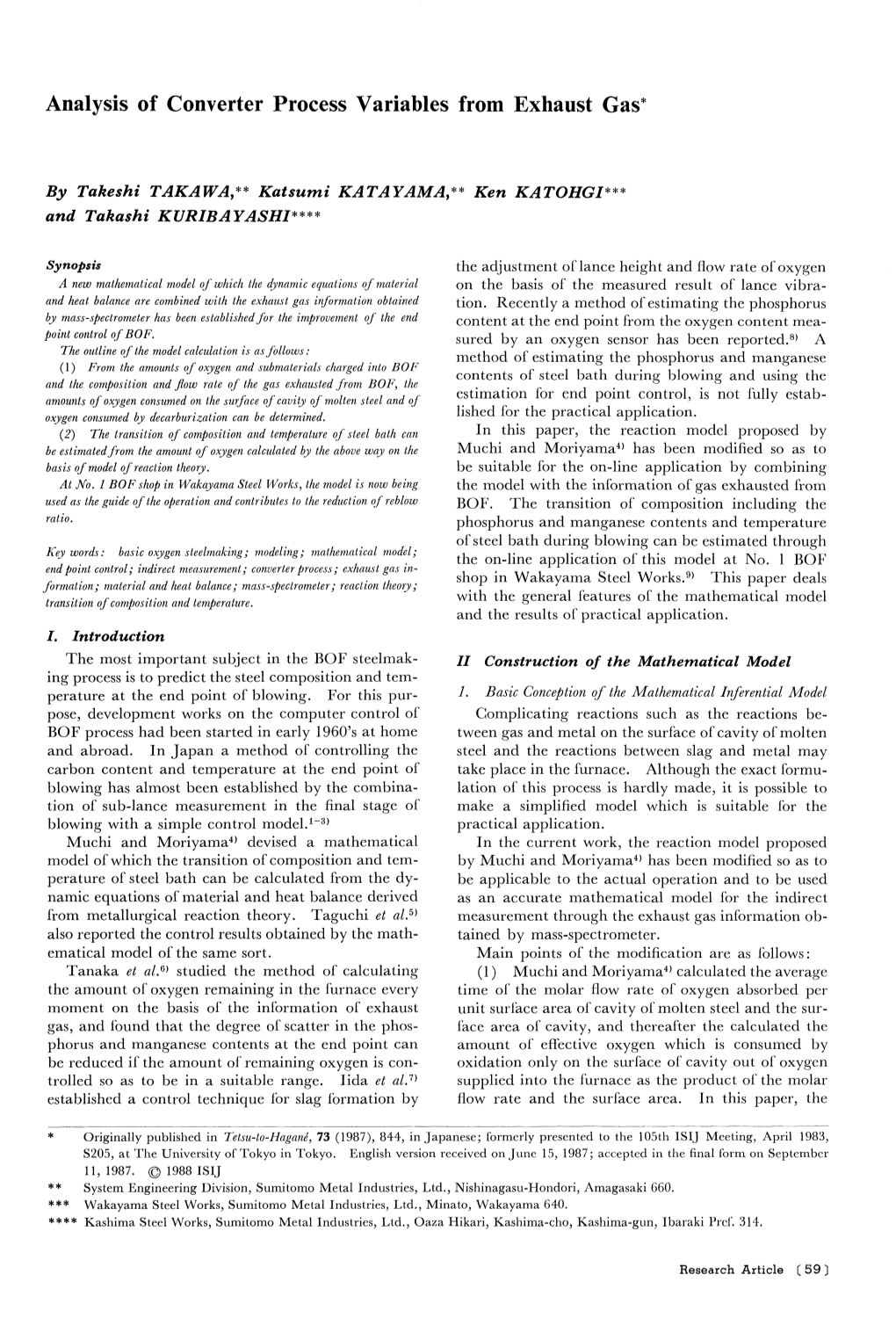 Analysis of Converter Process Variables from Exhaust Gas*