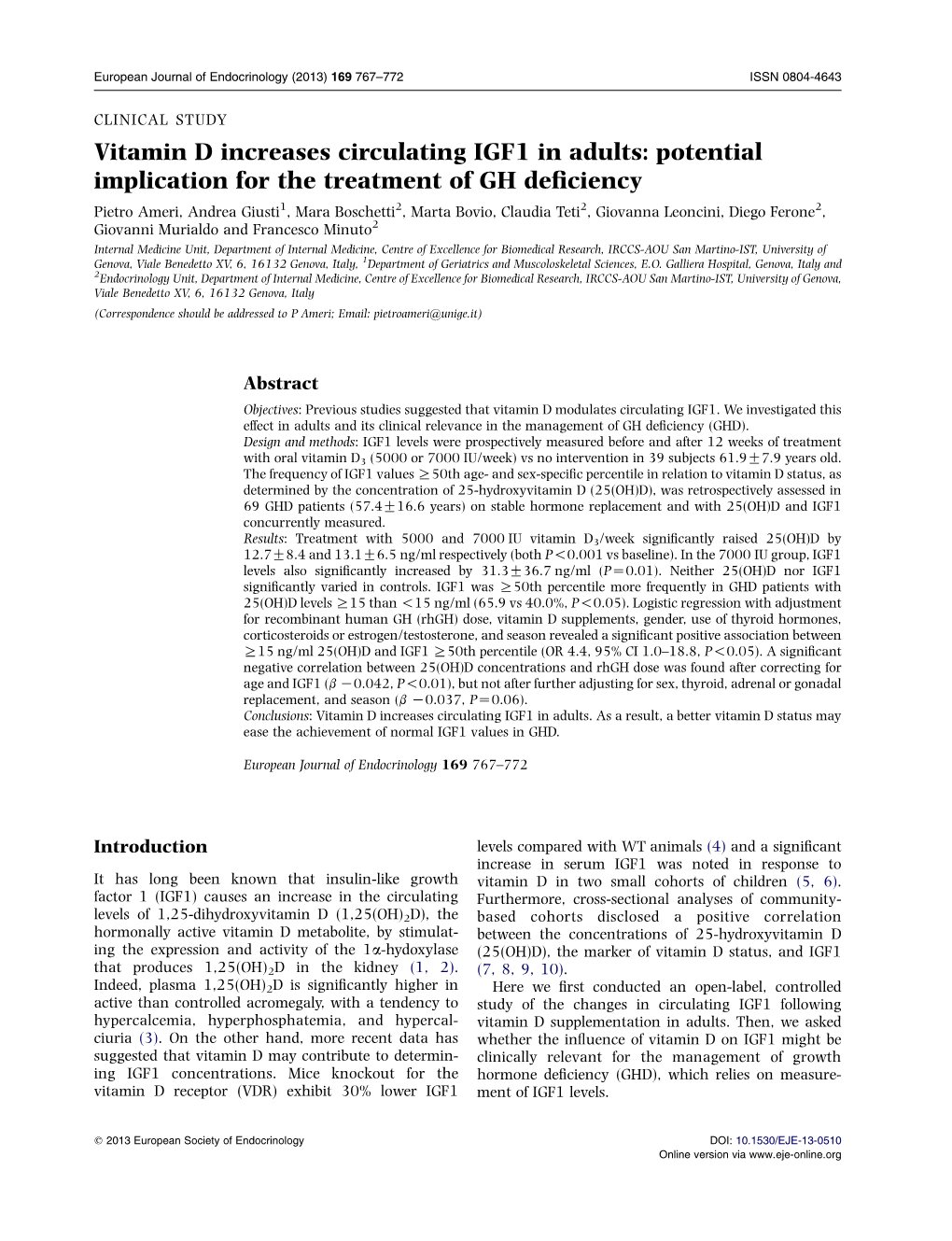 Vitamin D Increases Circulating IGF1 in Adults