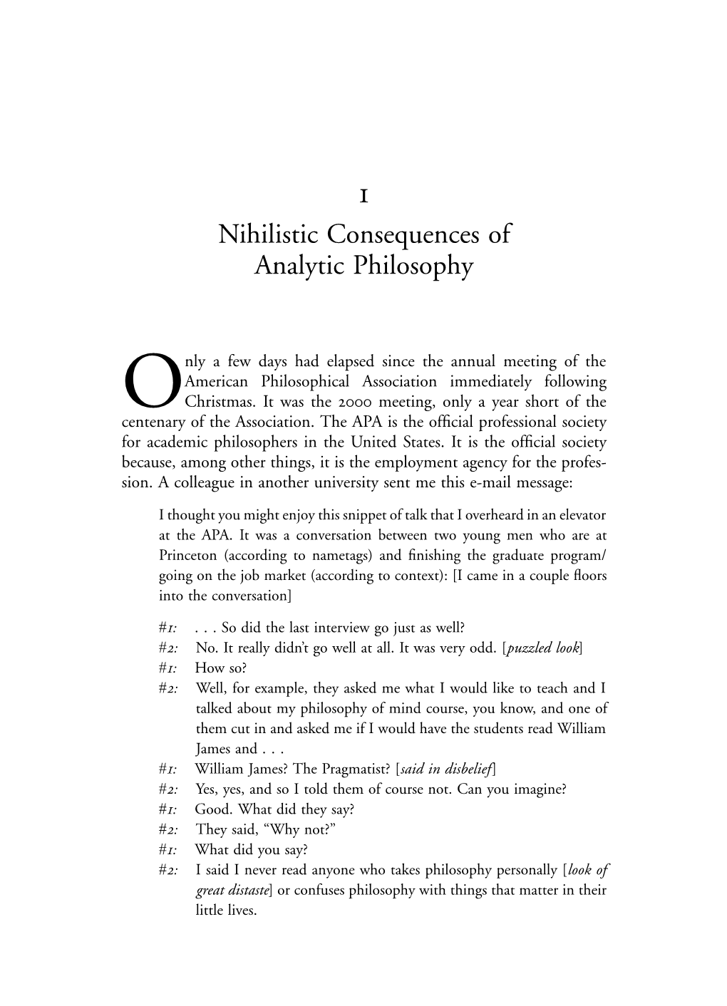 Nihilistic Consequences of Analytic Philosophy