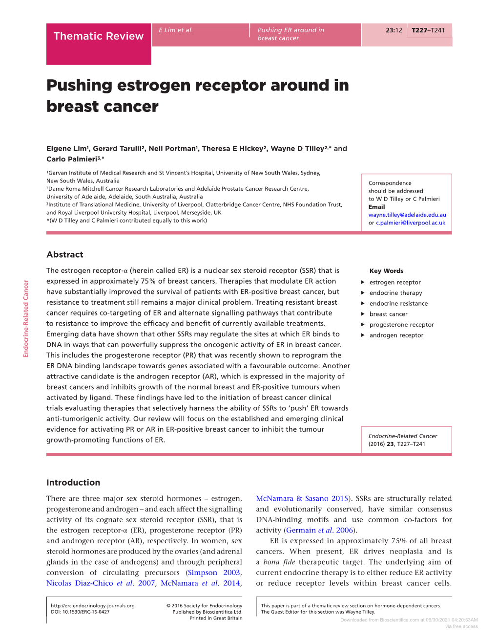Pushing Estrogen Receptor Around in Breast Cancer