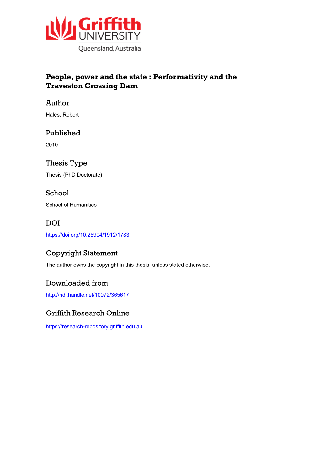 People, Power and the State: Performativity and the Traveston