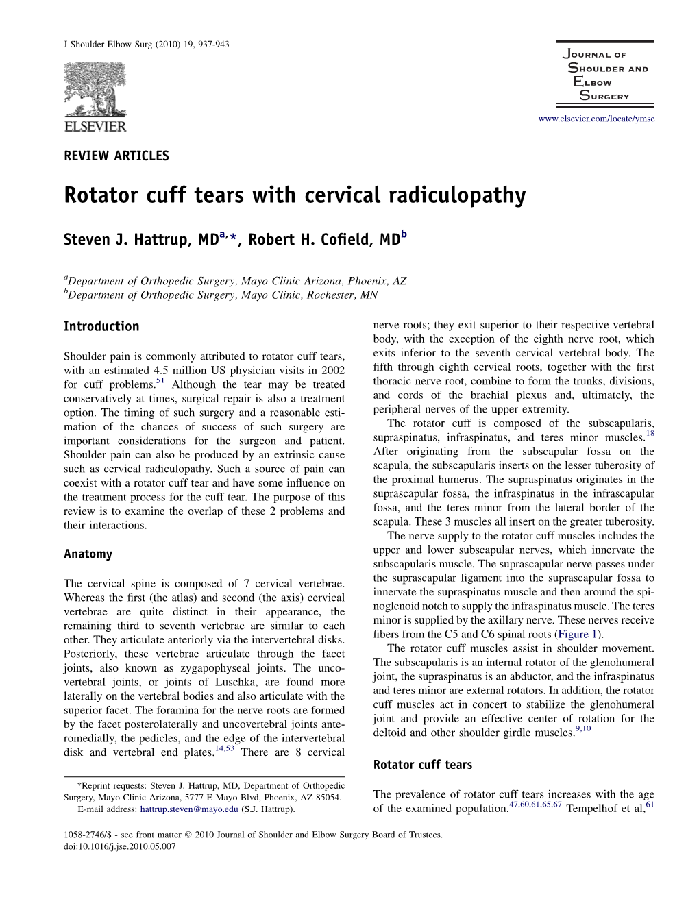 Rotator Cuff Tears with Cervical Radiculopathy