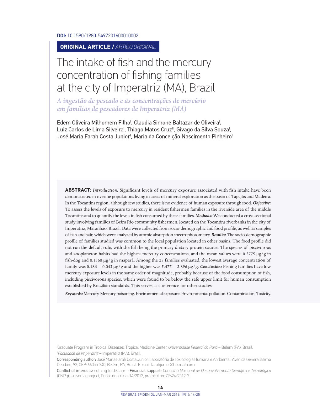 The Intake of Fish and the Mercury Concentration Of