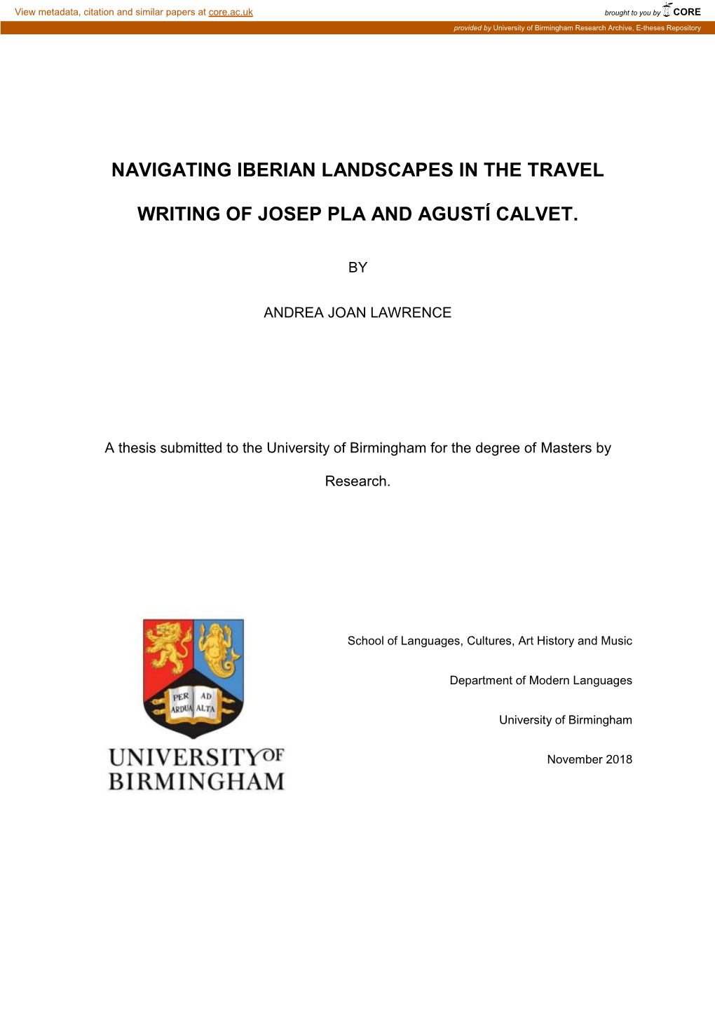 Navigating Iberian Landscapes in the Travel Writing Of