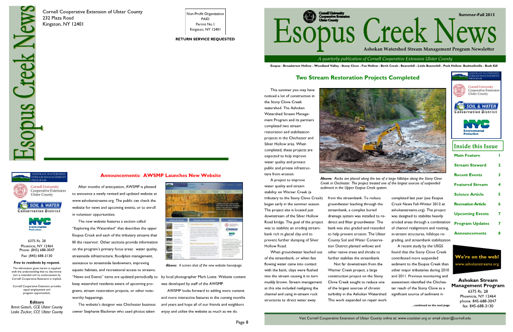 Esopus Creek News 2013 Summer-Fall