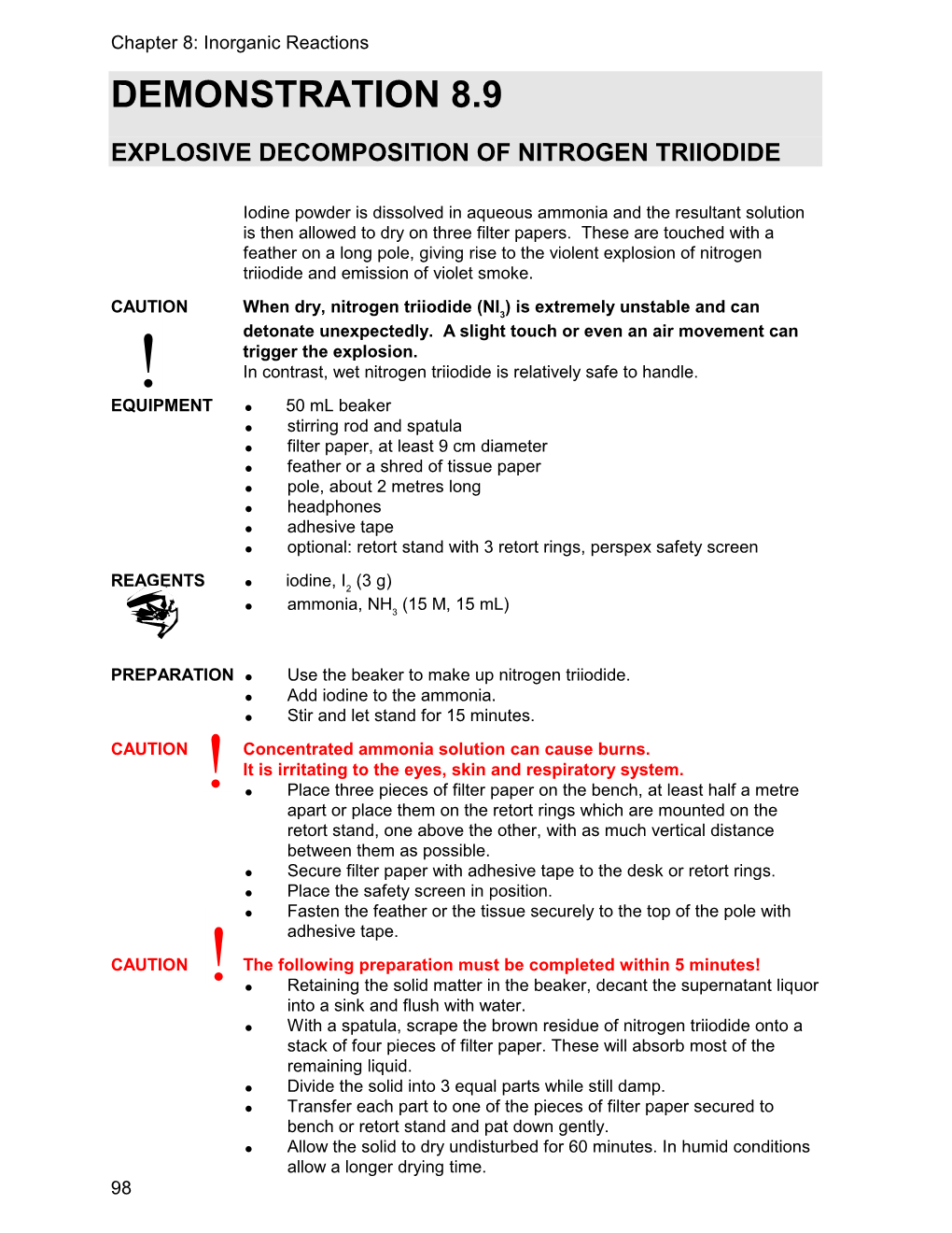 8.9 Explosive Decomposition of Nitrogen Triiodide