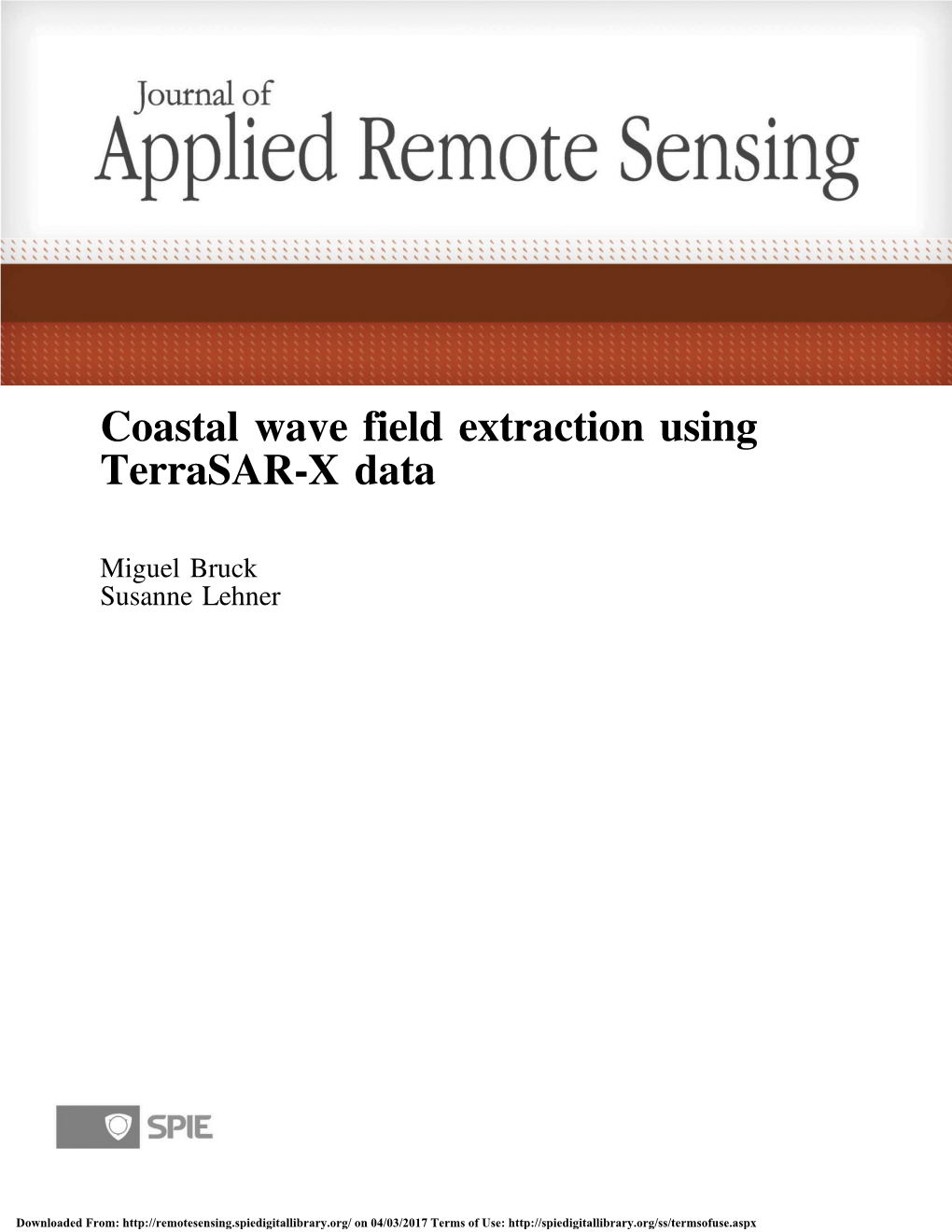 Coastal Wave Field Extraction Using Terrasar-X Data