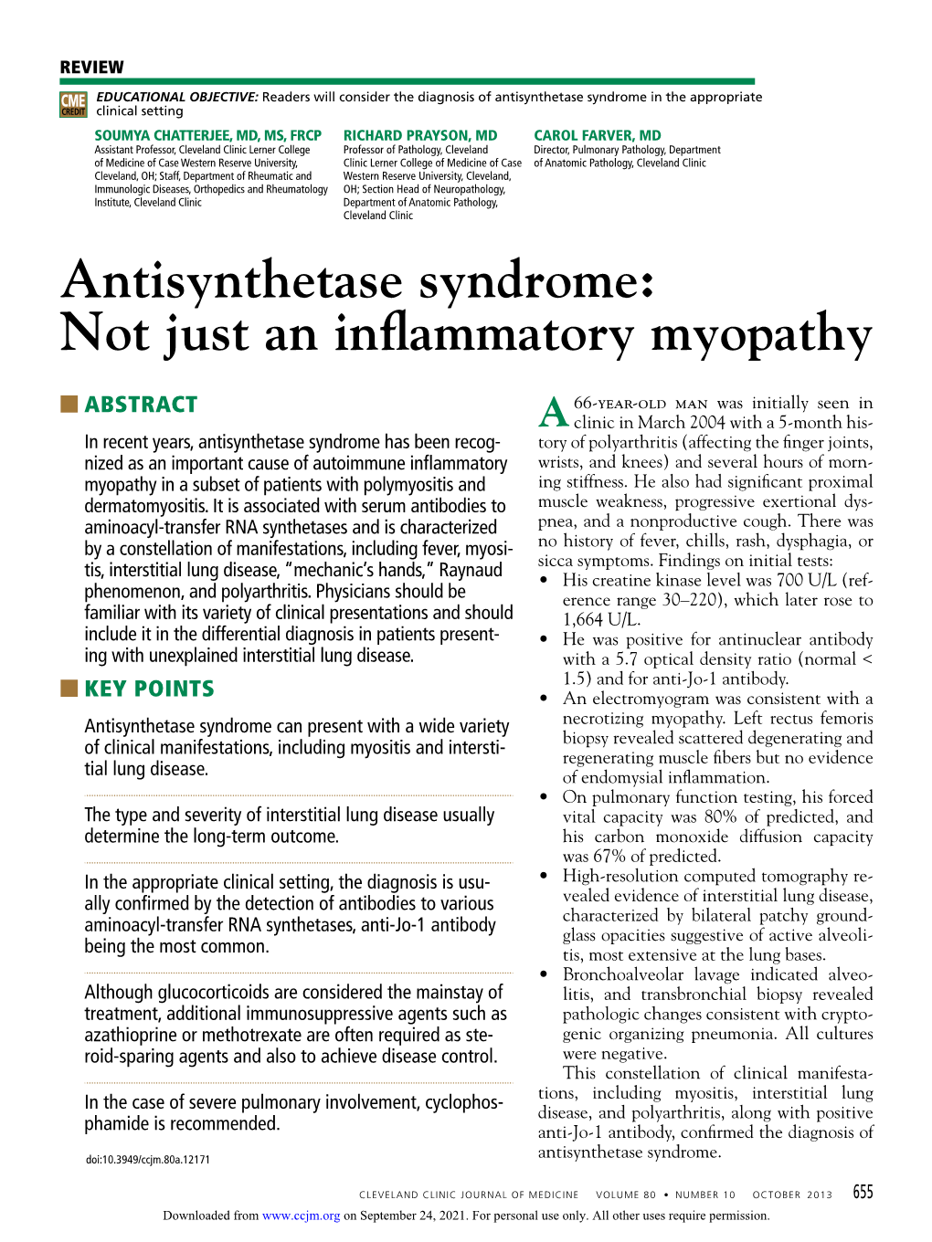 Antisynthetase Syndrome: Not Just an Inflammatory Myopathy