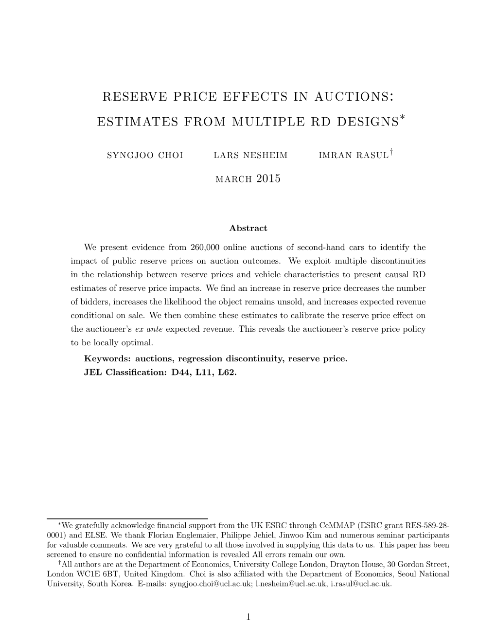 Reserve Price Effects in Auctions: Estimates from Multiple Rd