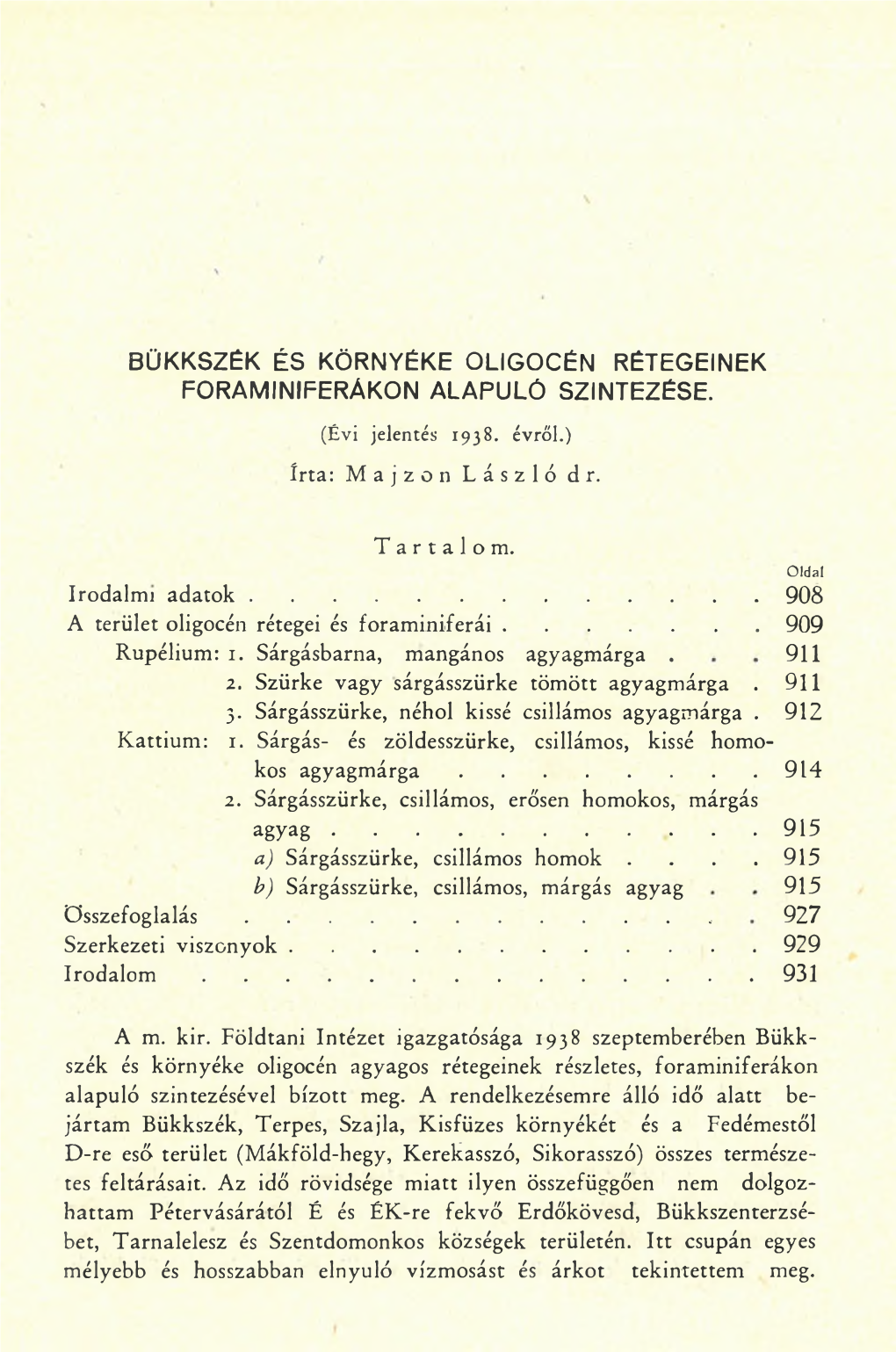 A Magyar Állami Földtani Intézet Évi Jelentése (1936-38) 2.Sz