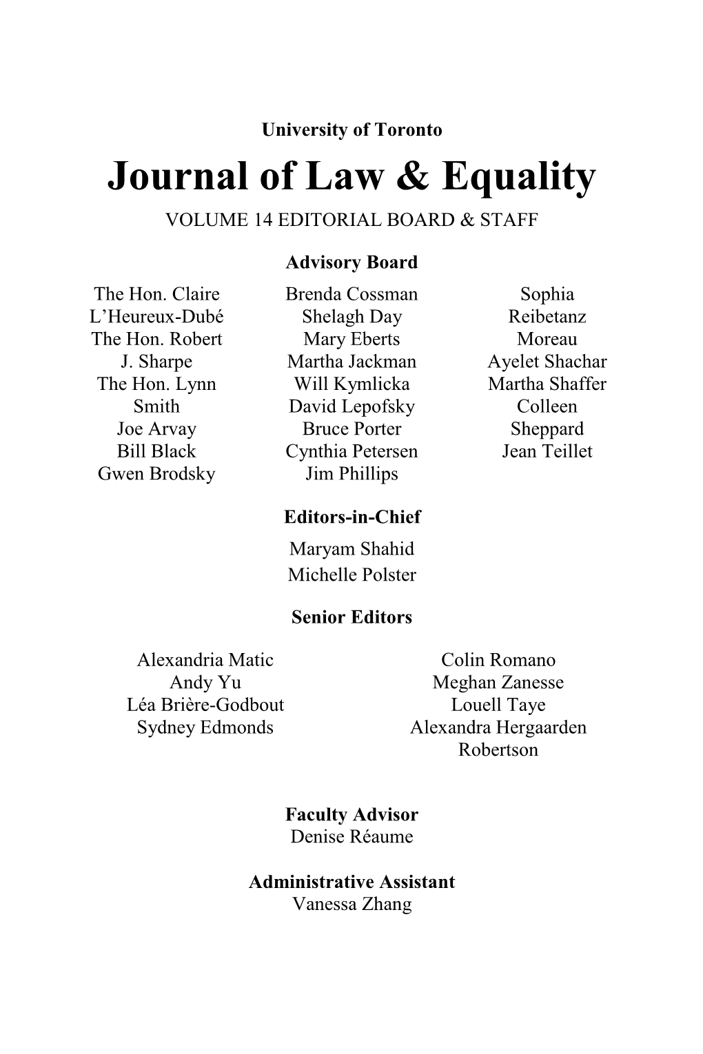 Journal of Law & Equality