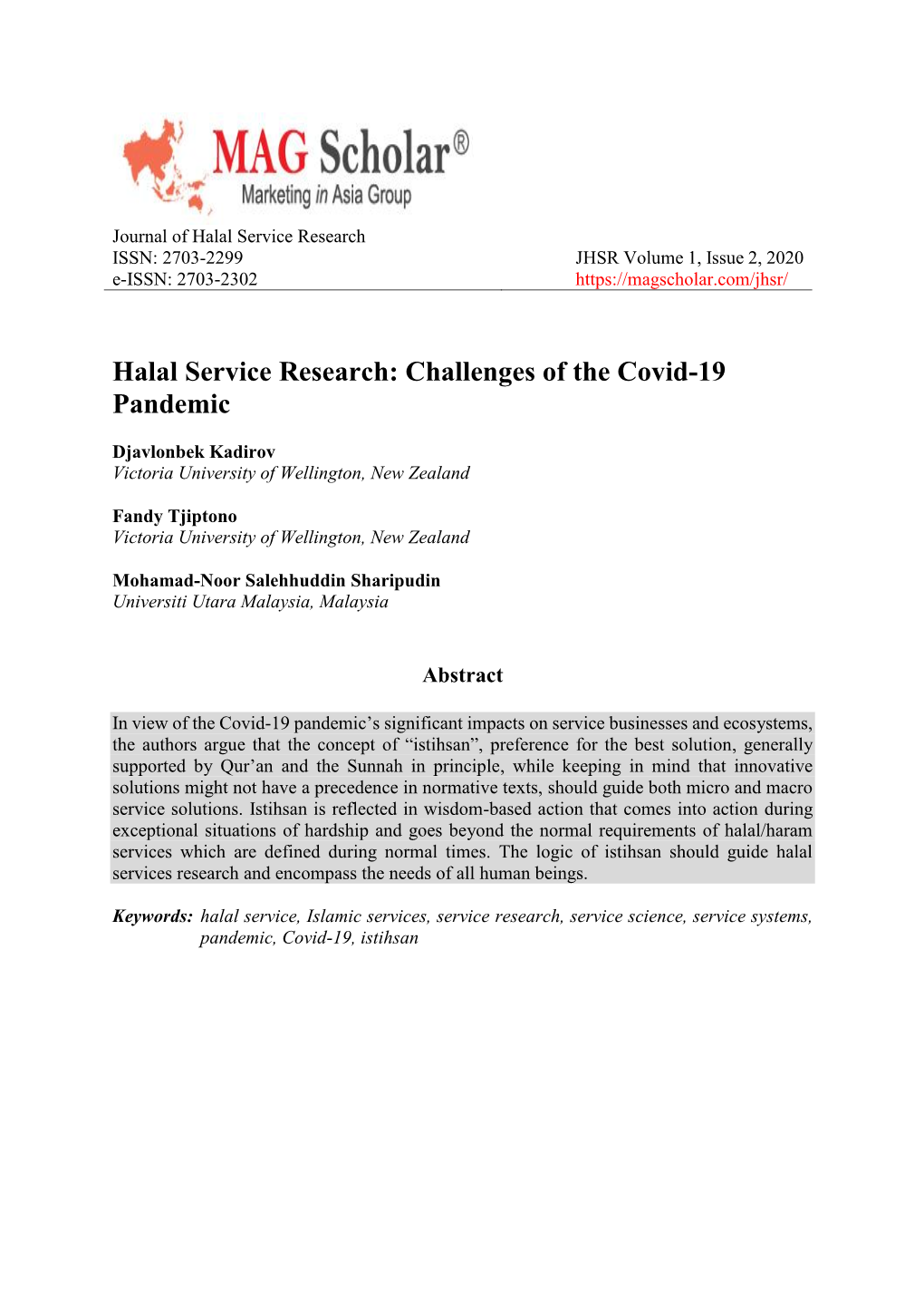 Halal Service Research: Challenges of the Covid-19 Pandemic