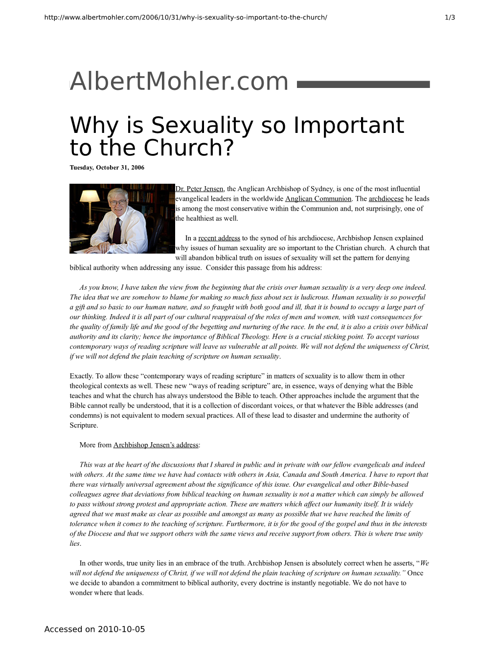 Albertmohler.Com – Why Is Sexuality So Important to the Church?