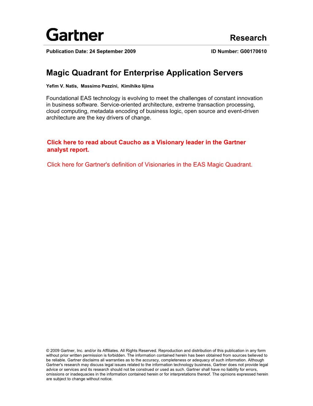 Magic Quadrant for Enterprise Application Servers