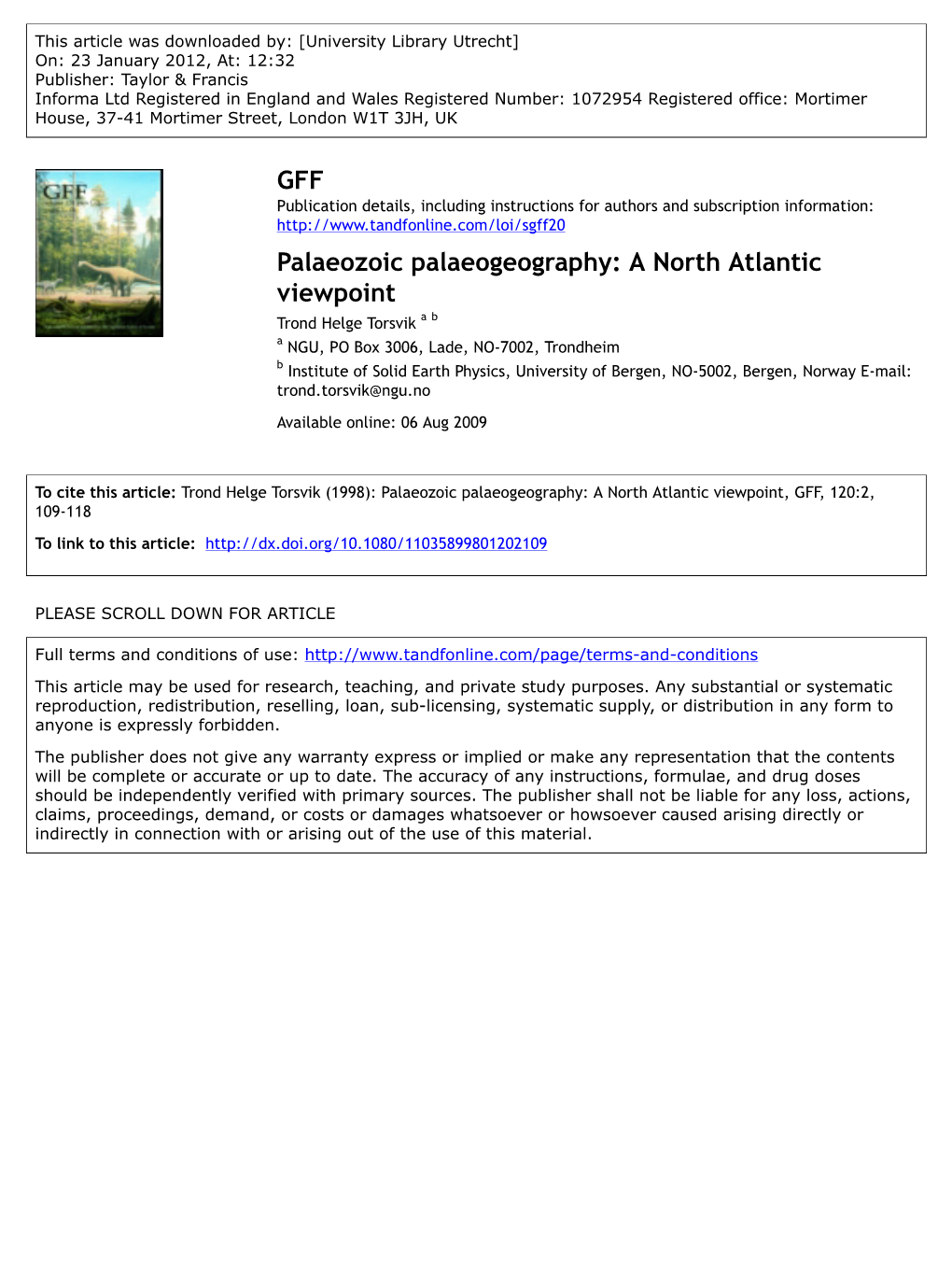 Palaeozoic Palaeogeography: a North Atlantic Viewpoint