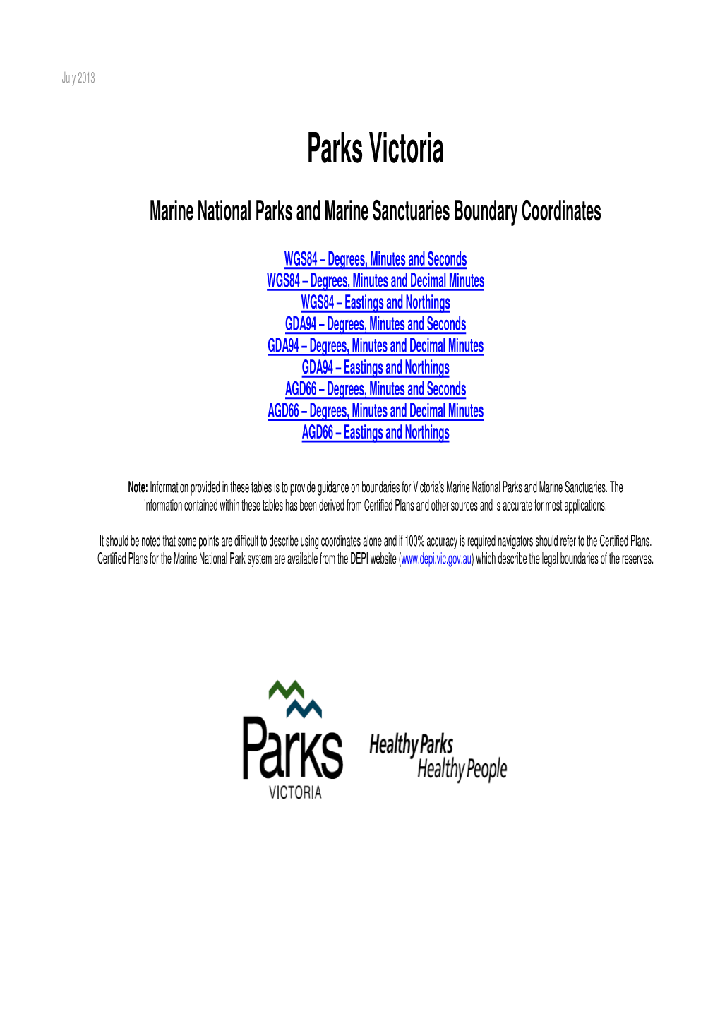 Marine National Parks and Marine Sanctuaries Boundary Coordinates