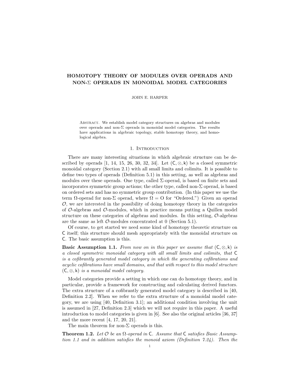 Homotopy Theory of Modules Over Operads and Non-Σ Operads in Monoidal Model Categories