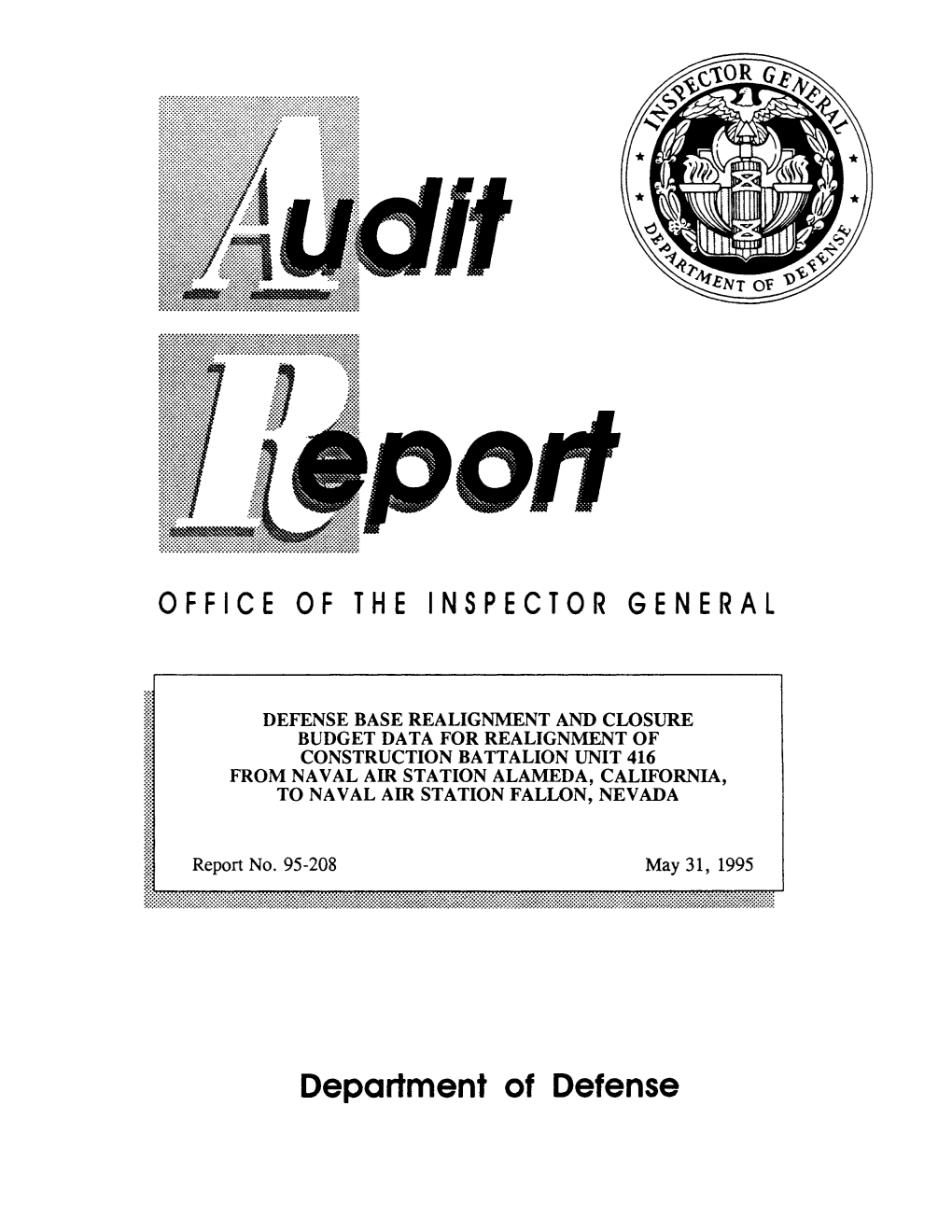 Defense Base Realignment and Closure Budget Data For