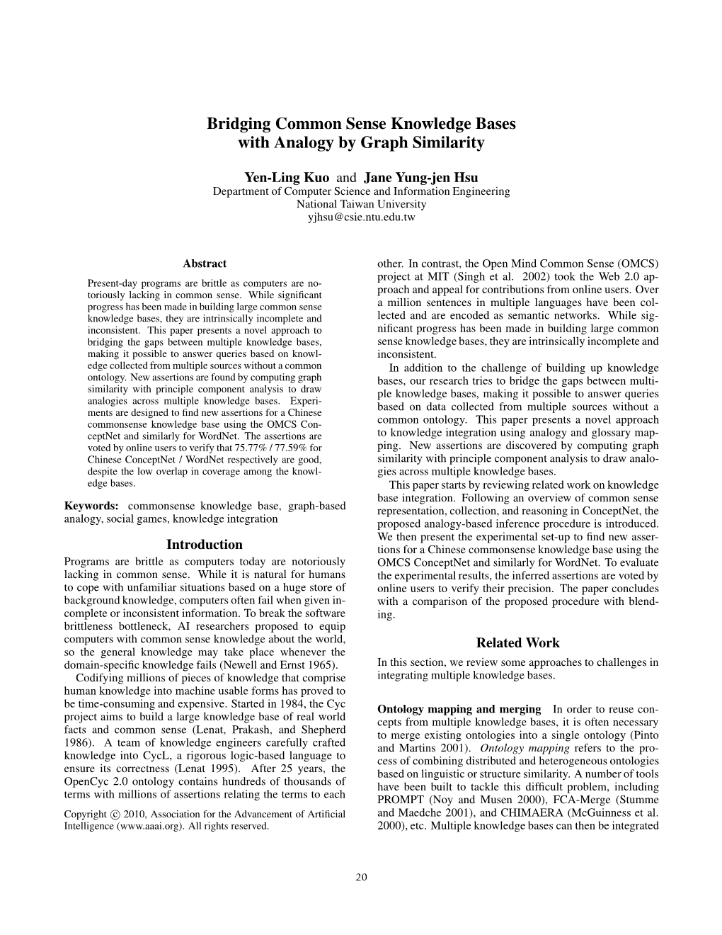 Bridging Common Sense Knowledge Bases with Analogy by Graph Similarity