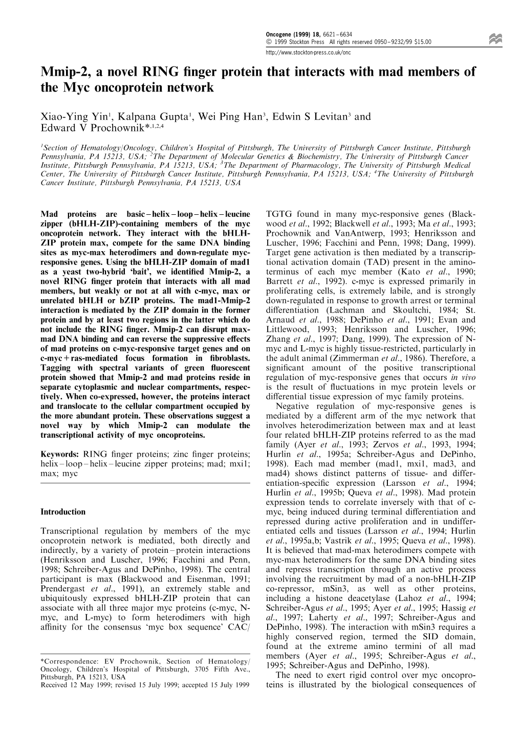 Mmip-2, a Novel RING Finger Protein That Interacts with Mad Members Of