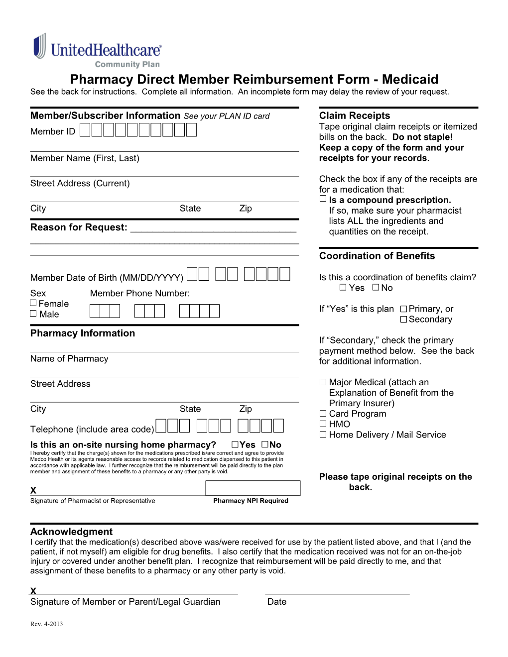 Coordination of Benefits / Direct Claim Form