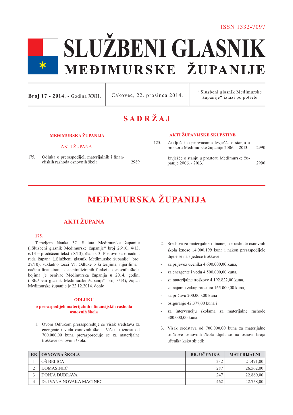 Međimurska Županija Akti Županijske Skupštine 125