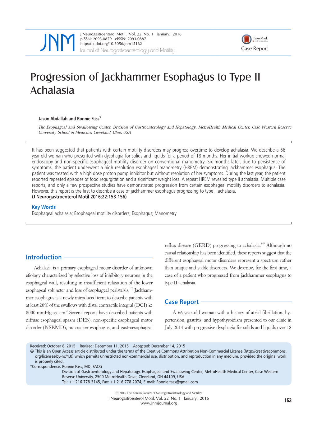 Progression of Jackhammer Esophagus to Type II Achalasia
