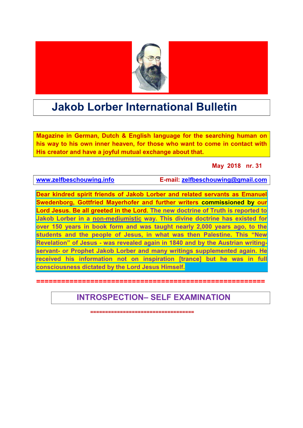 Jakob Lorber International Bulletin