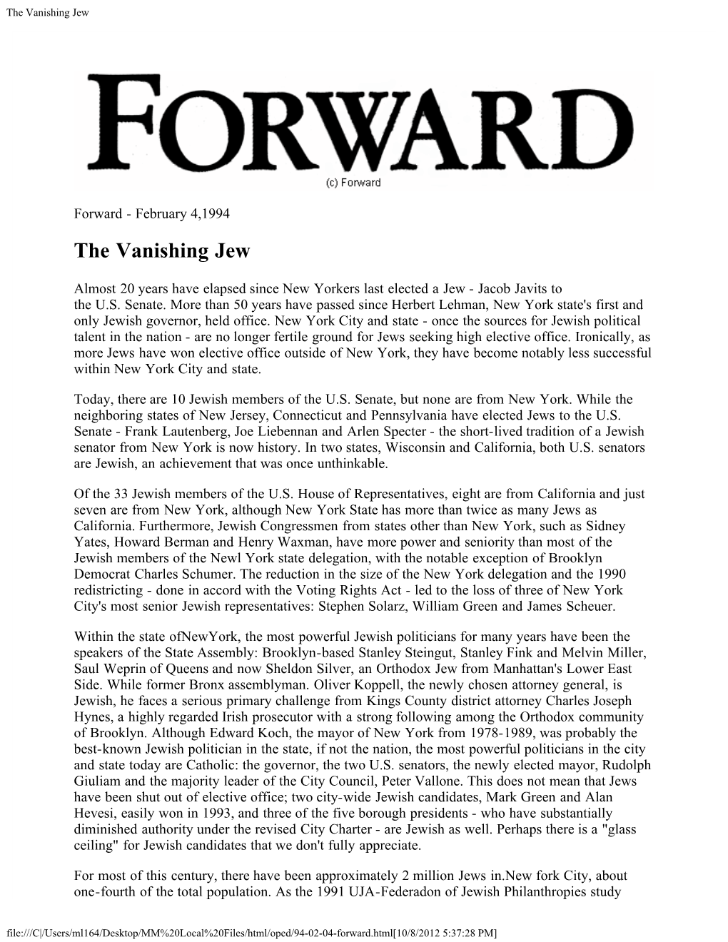 The Vanishing Jew