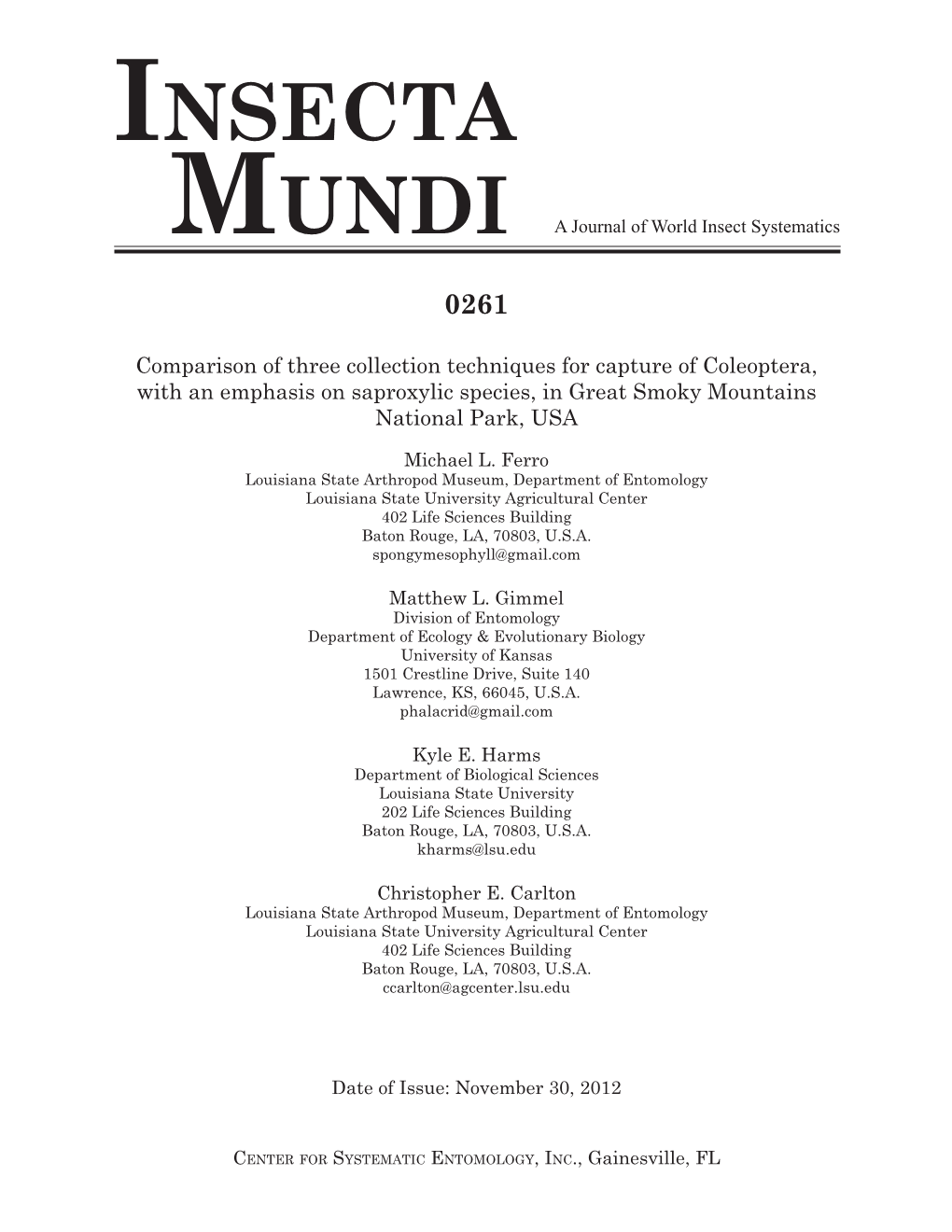 Insecta Mundi a Journal of World Insect Systematics 0261