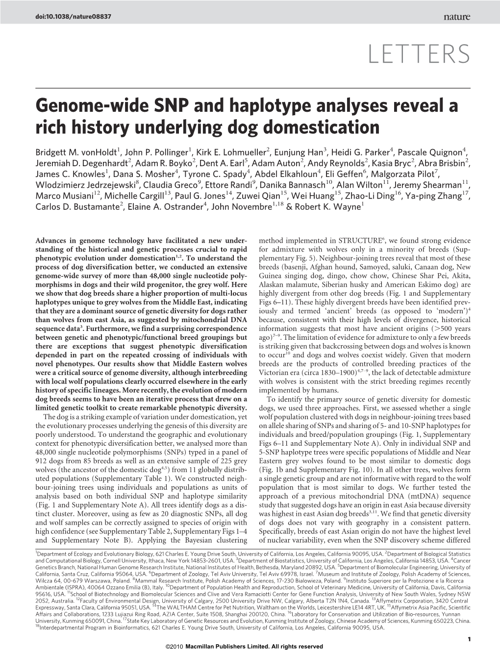 Genome-Wide SNP and Haplotype Analyses Reveal a Rich History Underlying Dog Domestication