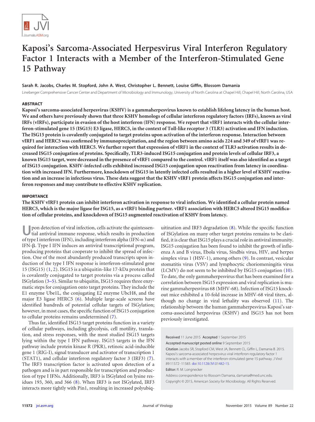 Kaposi's Sarcoma-Associated Herpesvirus Viral Interferon