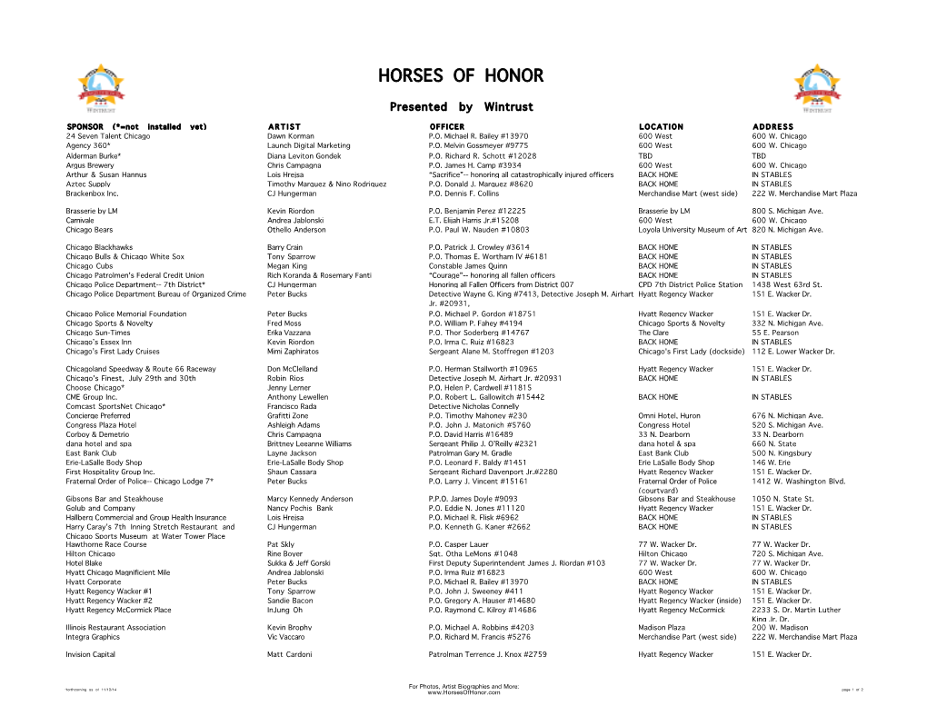 Horses of Honor