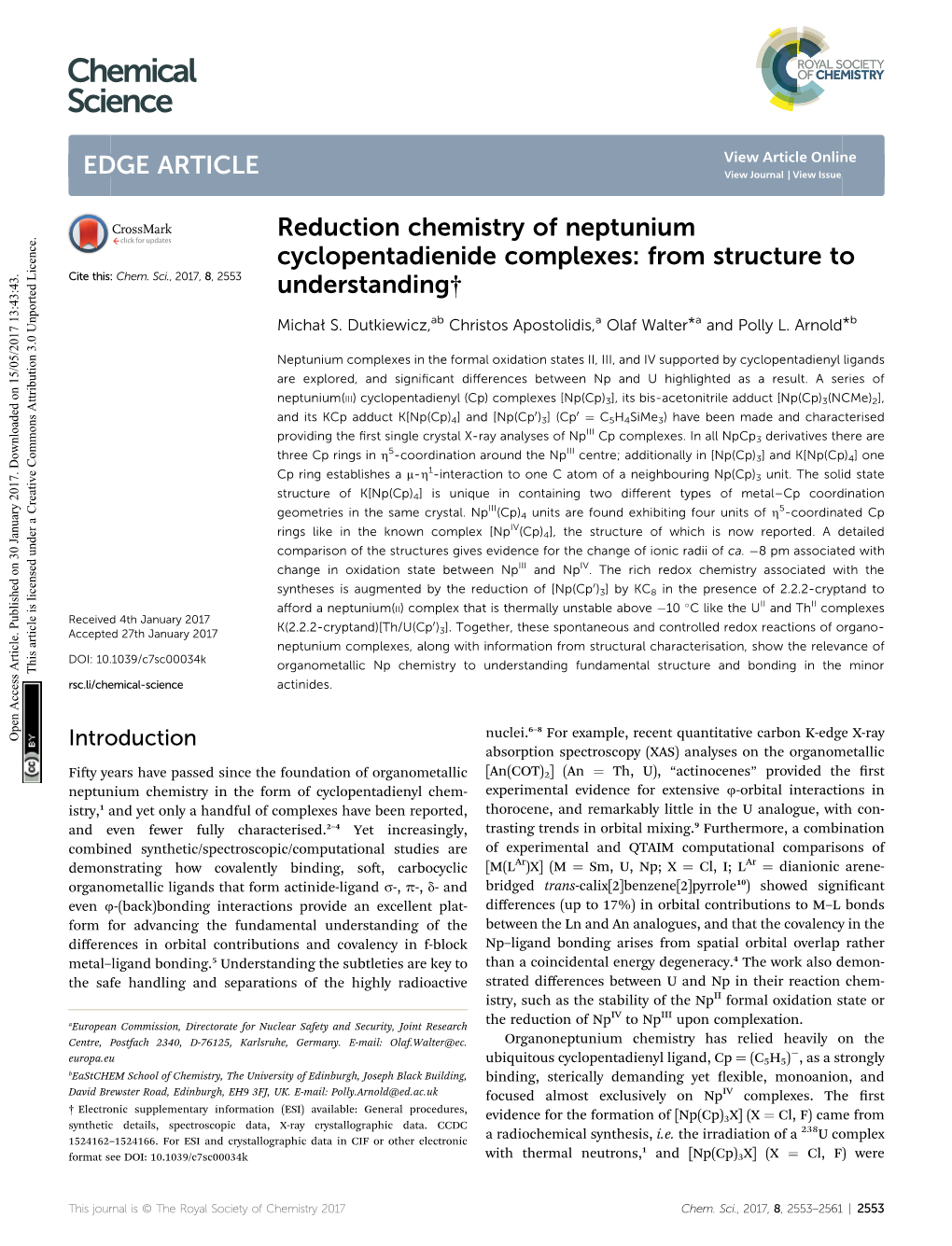 Reduction Chemistry of Neptunium Cyclopentadienide Complexes: from Structure to Cite This: Chem