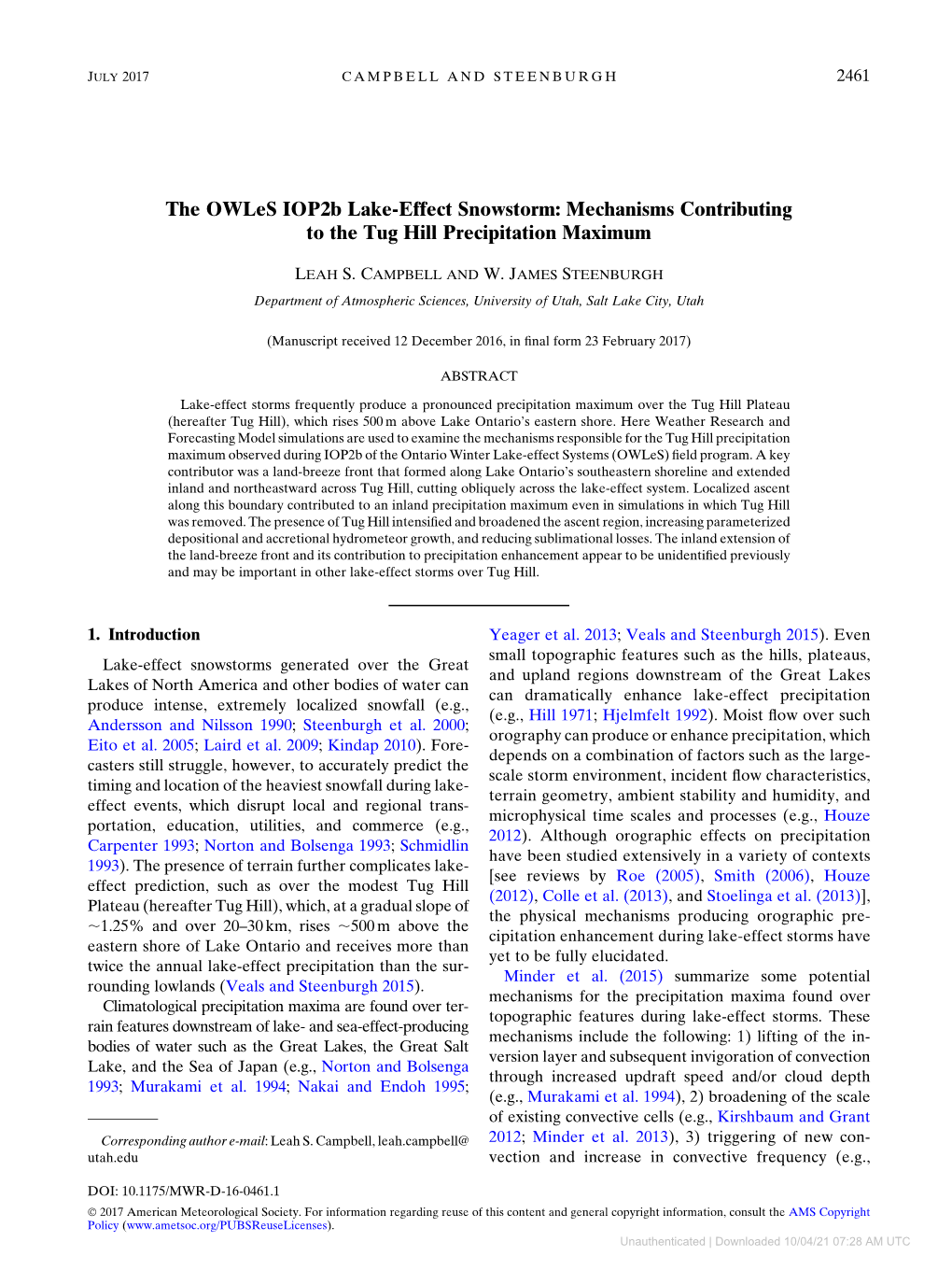 Downloaded 10/04/21 07:28 AM UTC 2462 MONTHLY WEATHER REVIEW VOLUME 145