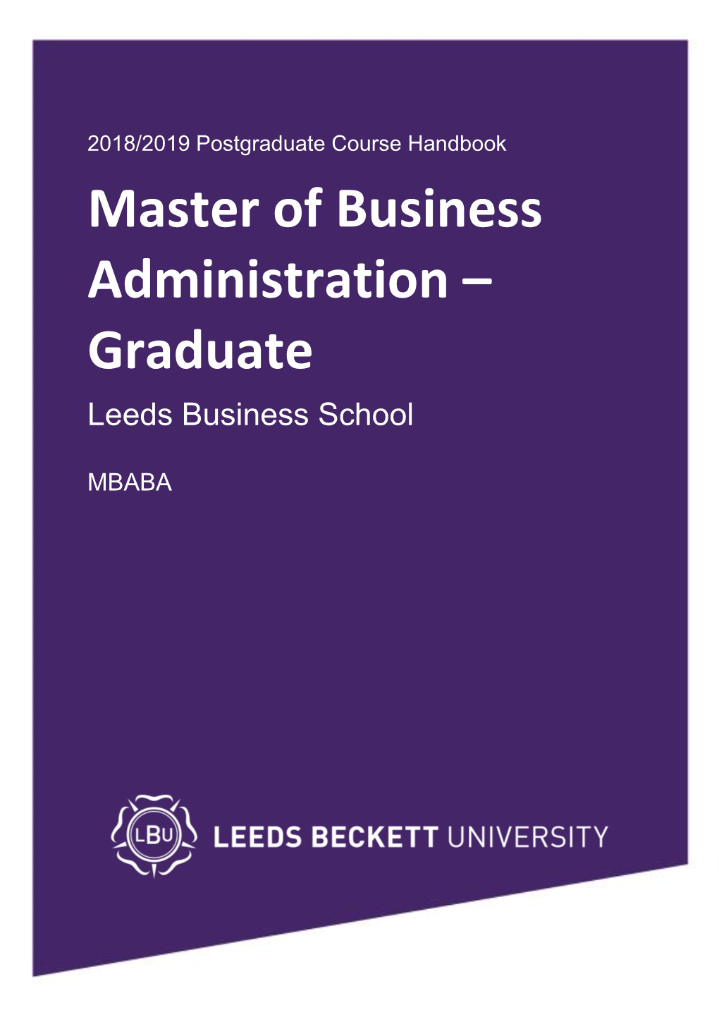 Master of Business Administration – Graduate Leeds Business School