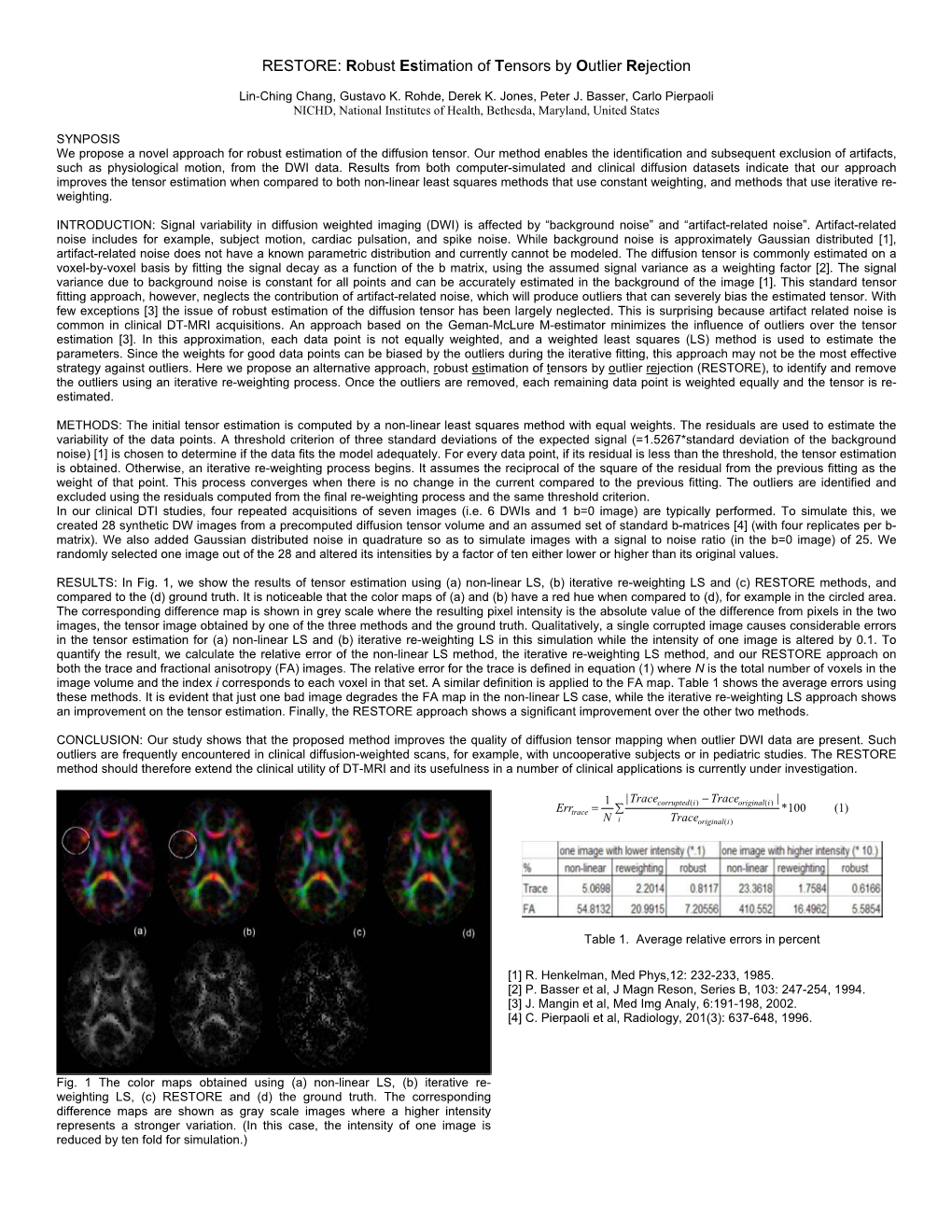 RESTORE: Robust Estimation of Tensors by Outlier Rejection