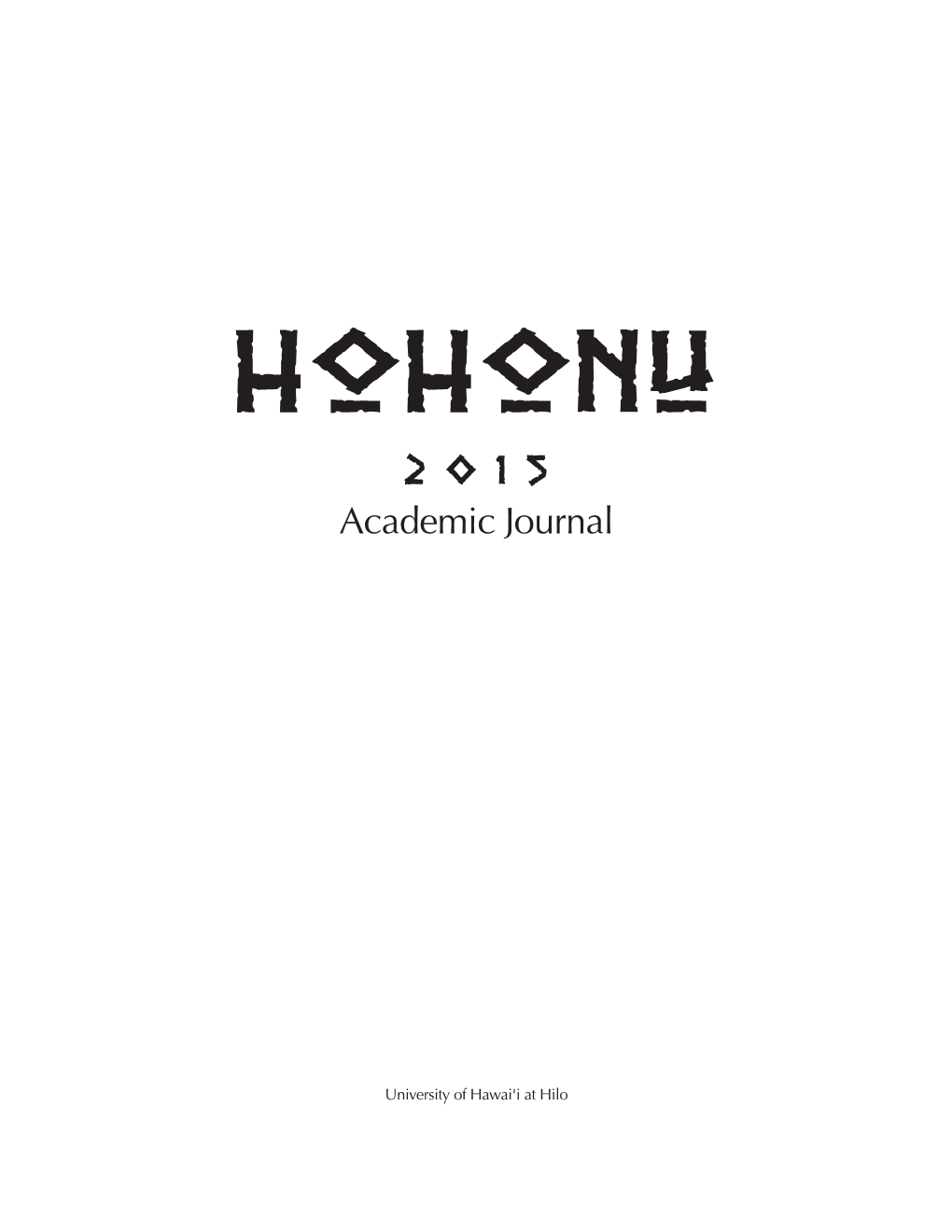 Hohonu 2015 Academic Journal