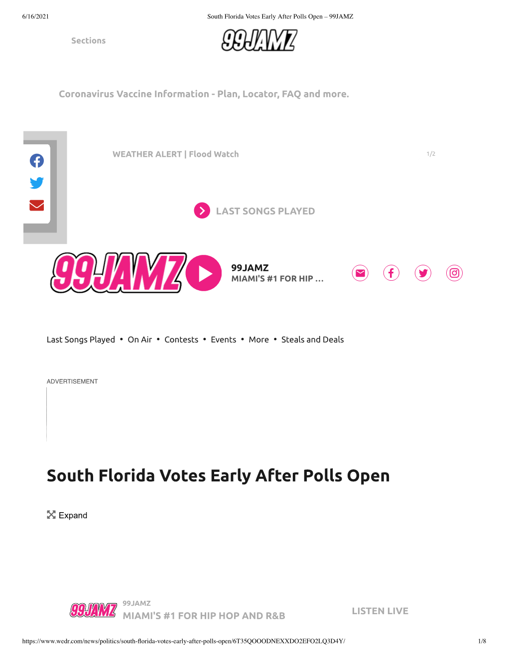 South Florida Votes Early After Polls Open – 99JAMZ