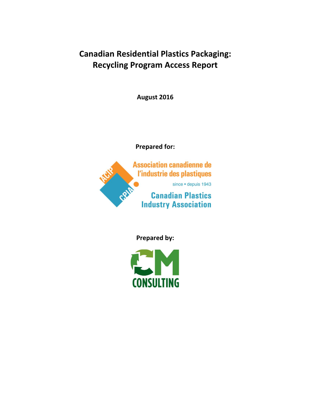 Canadian Residential Plastics Packaging: Recycling Program Access Report