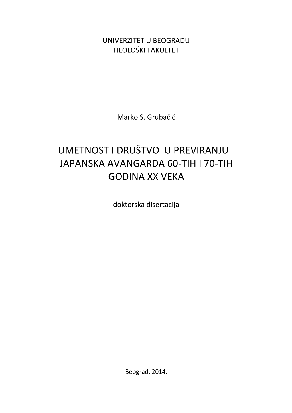 Japanska Avangarda 60-Tih I 70-Tih Godina Xx Veka