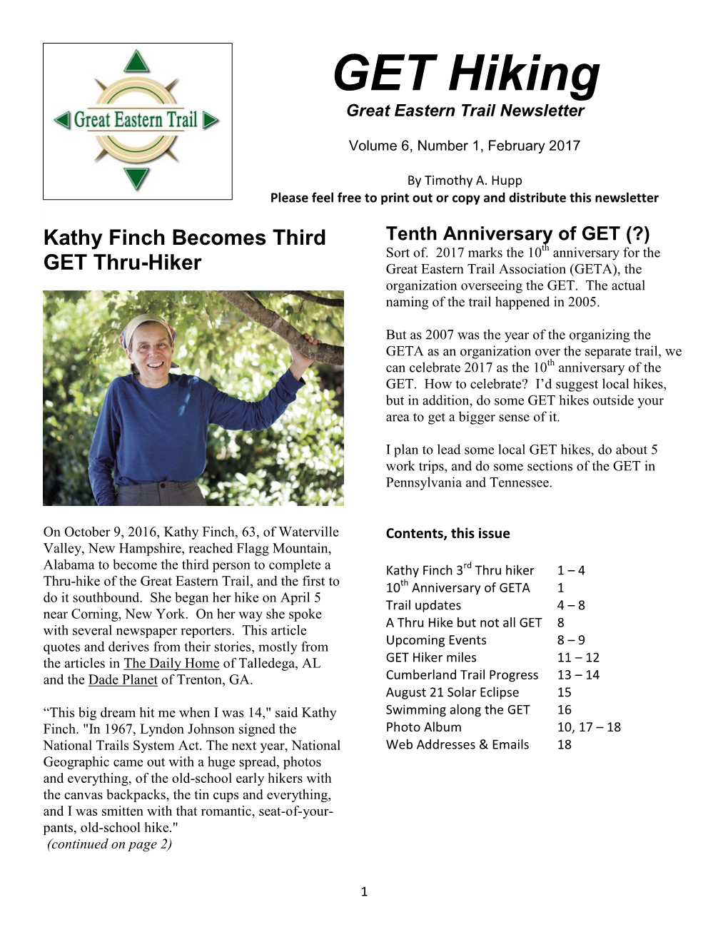 GET Newsletter Volume 6-Number 1 February 2017